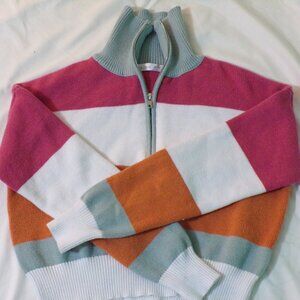 Alter'd state Halsie Quarter Zip cropped Pullover sweater SIZE M